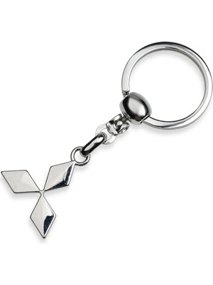 İmza Mitsubishi Logolu Metal Otomobil Anahtarlığı - Krom Kaplamalı 1. Kalite