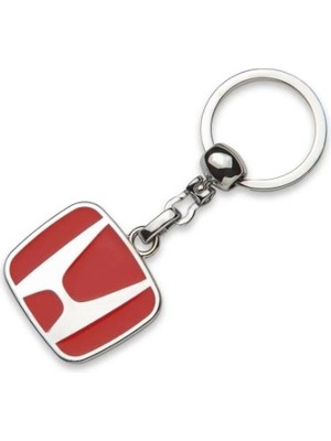 İmza Honda Logolu Metal Otomobil Anahtarlığı Krom Kaplamalı Kırmızı