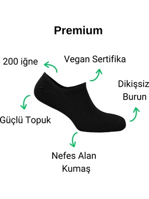 Elchee Wear Vegan Bambu  Babet Görünmez Çorap Siyah 8'li