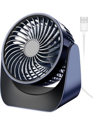 Mini Fan, Sessiz USB Küçük 360° 3 Hızlı Masa Fanı, Araba Fanları, Yatak Odası, Karavan Mavi (Yurt Dışından)