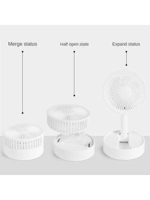 Yeni USB Şarj El Küçük Fan Taşınabilir Açık Mini Masaüstü Ofis Katlanır Teleskopik Fan (Beyaz) (Yurt Dışından)