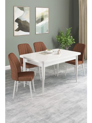 Sar Pakete Tulca Serisi, Beyaz 70X110 Sabit Mdf Mutfak Masası Takımı 4 Adet Sandalye