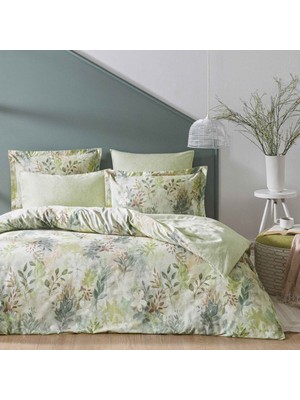 Linens Wisteria Pamuk Saten Çift Kişilik Nevresim Takımı Yeşil