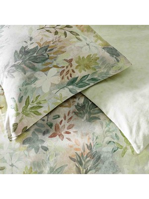 Linens Wisteria Pamuk Saten Çift Kişilik Nevresim Takımı Yeşil