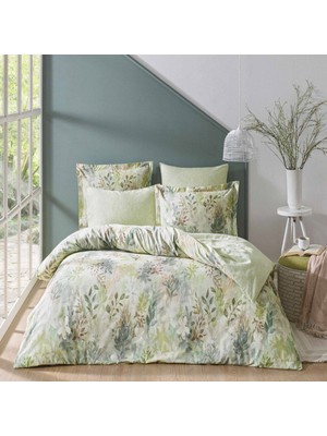 Linens Wisteria Pamuk Saten Çift Kişilik Nevresim Takımı Yeşil