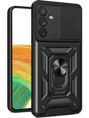 Adige Samsung Galaxy A34 Kılıf Yüzüklü Sürgülü Kamera Korumalı Pars + Ekran Koruyucu