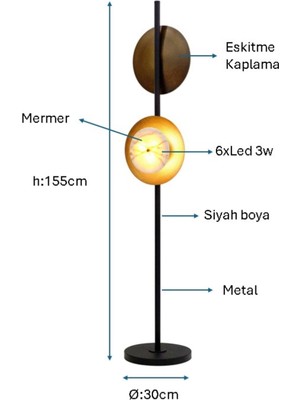 Siyah/eskitme Boyalı Lambader PLC-1204-L-BSY