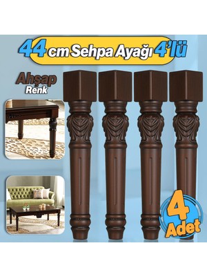 Badem10 Star Plastik Sehpa Ayağı 44 cm 4 Adet Ahşap Renk Orta Ayak Zigon Sehpa Mobilya Masa Ayakları Kahve