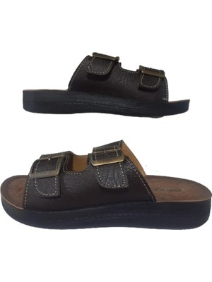 Gezer Erkek Kahve Çift Tokalı Ultra Hafif Günlük Şık Terlik Gezrr8-0977