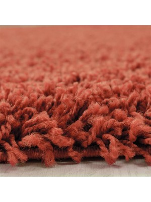 Carpettex Yuvarlak Shaggy Halı 30 mm Uzun ve Yüksek Tüylü Düz Kiremit Renkli