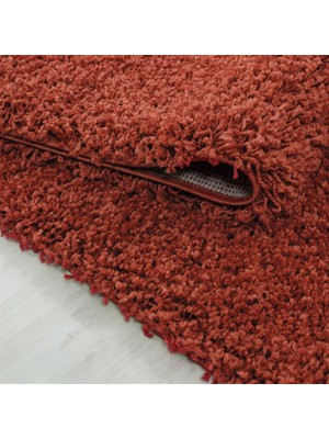 Carpettex Yuvarlak Shaggy Halı 30 mm Uzun ve Yüksek Tüylü Düz Kiremit Renkli