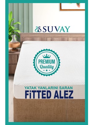 Suvay Premium Ultra Soft Sıvı Geçirmez Fitted Full Kenar Alez Tek Çift Kişilik Beyaz Renkli Yatak Koruyucu