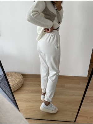 Beyaz Jogger Eşofman 40