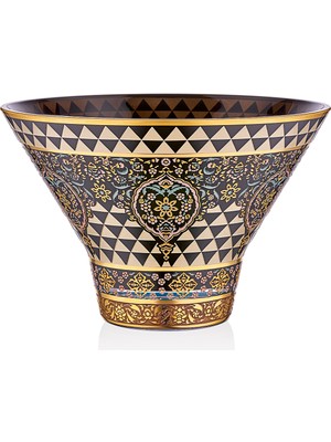 Decorium Asaf 24 Ayar Altın Yaldızlı 24,5 cm Dekoratif Cam Kase 9-03010016