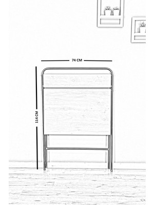 Hmplast Premium Metal Ayaklı Katlanır Laptop Sehpası | Çalışma ve Çizim Masası | Raflı Çam Desenli Masa