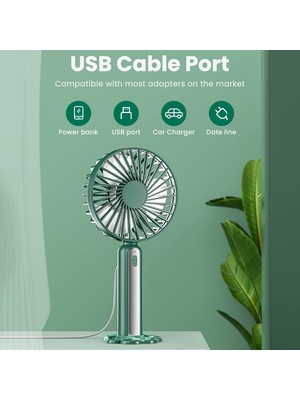 Sunflowerr USB Şarj Edilebilir Kişisel Fanlı El Fanı, Seyahat, Işe Gidiş, Piknik Için 3 Hız Ayarlanabilir Taşınabilir (Yurt Dışından)