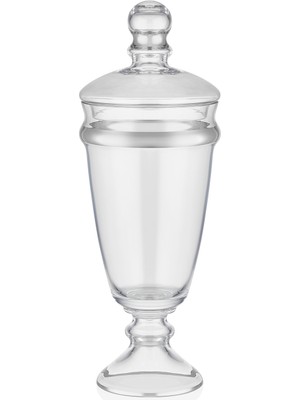 Decorium Dalia Platin Yaldızlı 34,9 cm 2 Parça Kapaklı Ayaklı Cam Kavanoz 9-01150132