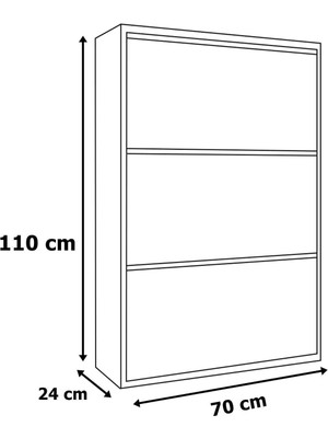 Tekno Trust Modern AE-1078 Vizyon Ayakkabılık Duvara Monte Edilebilir, Antrasit Düşer Kapak, 3 Kapaklı, 6 Raflı