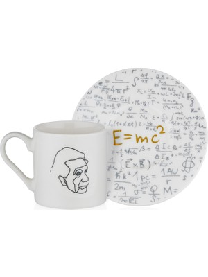 Decorium Iconic Einstein 85 ml 4 Parça 2 Kişilik Porselen Kahve Fincan Takımı 9-01120230