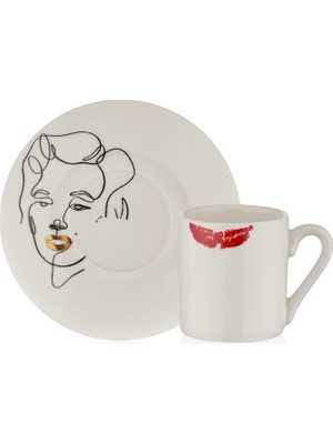 Decorium Iconic Marilyn 85 ml 4 Parça 2 Kişilik Porselen Kahve Fincan Takımı 9-01120229