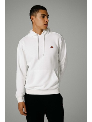 Ellesse Kapüşonlu Erkek Sweat Kırık Beyaz EM279-OF Regular Fit Rahat Kesim Sezonluk