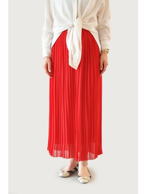 Rukayyel Luna Piliseli Kadın Etek - Kırmızı