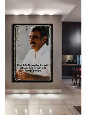 Dekoratif Tablo Yılmaz Güney Retro Ahşap Poster Çerçeve Görünümlü Dikey Duvar Dekorasyon Tablosu