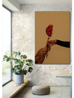 Dekoratif Dikey Kalbini Vermek Sürreal Sanat Duvar Tablo Ahşap Dikdörtgen Tablo