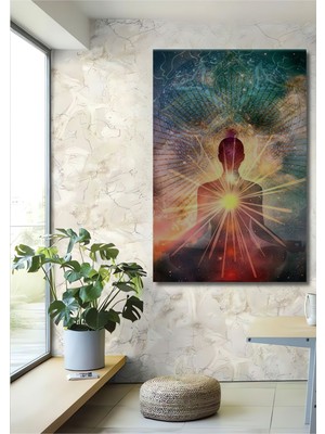 Teona Ahşap Dekoratif Dikey Kozmik Ruh Spiritual Modern Sanat Duvar Tablo Ahşap Dikdörtgen Tablo