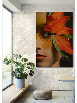 Teona Ahşap Dekoratif Dikey Gözdeki Çiçekler Duvar Tablo Ahşap Dikdörtgen Tablo