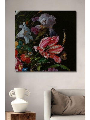 Teona Ahşap Dekoratif Dikey Çiçekler Modern Sanat Duvar Tablo Ahşap Dikdörtgen Tablo