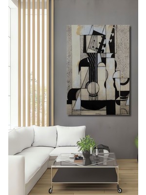 Teona Ahşap Dekoratif Dikey Modern Sanat Gitar Puzzle Duvar Tablo Ahşap Dikdörtgen Tablo