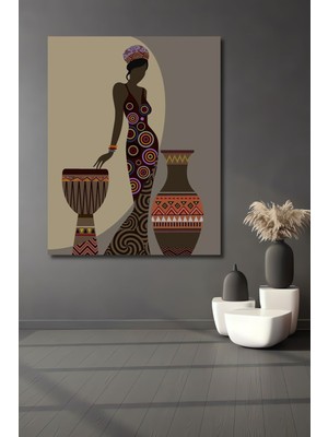 Teona Ahşap Dekoratif Dikey Afrika Sanatı Kadın Duvar Tablo Ahşap Dikdörtgen Tablo