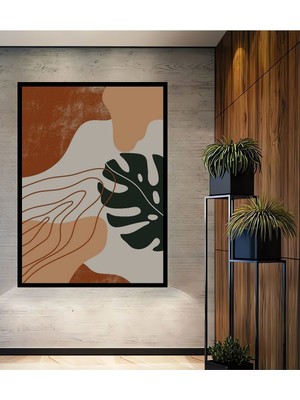 Teona Ahşap Dekoratif Bohem Yapraklar Mdf Ahşap Tablo Çerçeve Görünümlü Dikey Duvar Dekorasyon Tablosu