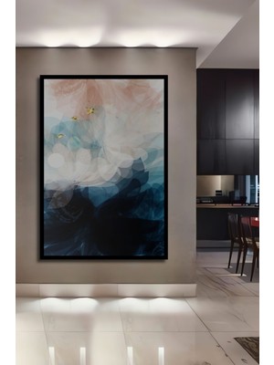 Teona Ahşap Dekoratif Soyut Tasarım - Ahşap Tablo Çerçeve Görünümlü Dikey Duvar Dekorasyon Tablosu