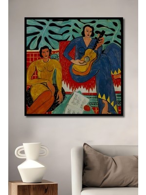 Dekoratif Henri Matisse La Musique 1939 Ahşap Tablo Çerçeve Görünümlü Dikey Duvar Dekorasyon Tablosu