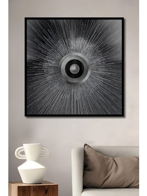 Teona Ahşap Modern Lüks Gümüş Geometrik Soyut Ahşap Tablo Çerçeve Görünümlü Dikey Duvar Dekorasyon Tablosu