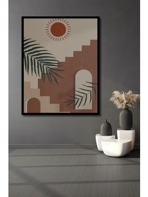 Ahşap Tablo Soyut Sanat ve Bohem Tarzı Çerçeve Görünümlü Dikey Duvar Tablo