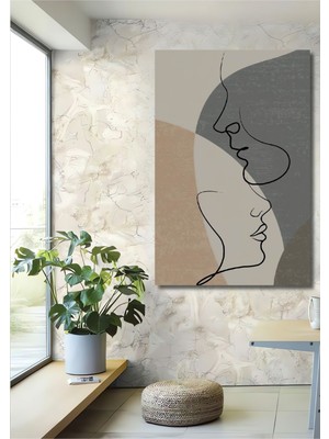 Dekoratif Dikey Modern Sanat Soyut Çift Çizim Duvar Tablo Ahşap Dikdörtgen Tablo