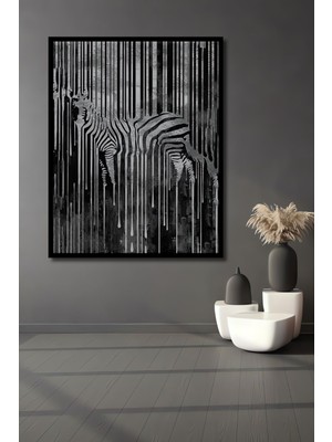Teona Ahşap Zebra Ahşap Tablo - Oturma Ofis Antre Cafe Için Duvar Dekoru Çerçeve Görünümlü Dikey Duvar Tablo