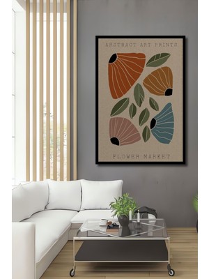 Teona Ahşap Ahşap Soyut Renkli Desenler Flower Modern Art Tablo Çerçeve Görünümlü Dikey Duvar Dekorasyon Tablosu