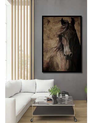 Asil At Dekoratif Ahşap Tablo Ahşap Tablo Hd Kalite Çerçeve Görünümlü Dikey Duvar Dekorasyon Tablo