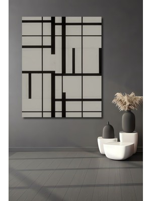Teona Ahşap Dekoratif Dikey Minimalist Modern Desen Duvar Tablo Ahşap Dikdörtgen Tablo