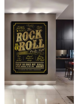 Teona Ahşap Dekoratif Tablo Rock Roll Retro Vintage Ahşap Poster Çerçeve Görünümlü Dikey Duvar Dekorasyon Tablo
