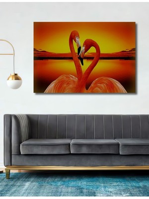 Dekoratif Ahşap Flamingo (Harika Bir Hediyelik Tablo) Şık Yatay Duvar Dekorasyon Tablosu