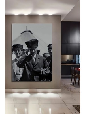 Teona Ahşap Dekoratif Dikey Atatürk Duvar Tablo Ahşap Dikdörtgen Tablo