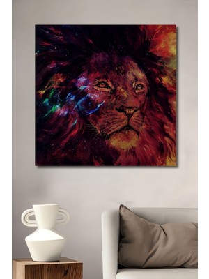 Dekoratif Dikey Neon Aslan Modern Sanat Duvar Tablo Ahşap Dikdörtgen Tablo