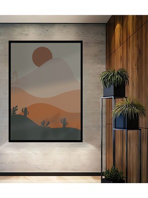 Ahşap Tablo Soyut Sanat ve Bohem Tarzı Çerçeve Görünümlü Dikey Duvar Tablo