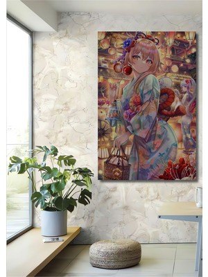 Dekoratif Dikey Anime Duvar Tablo Ahşap Dikdörtgen Tablo