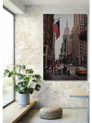 Teona Ahşap Dekoratif Dikey Şehir Manzarası Duvar Tablo Ahşap Dikdörtgen Tablo